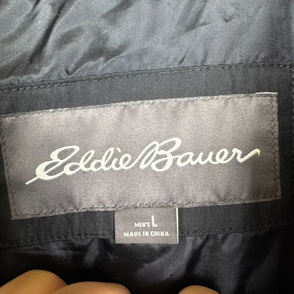 Eddie Bauer Coat Mens L Gray Puffer EB650 Down Fill Warm Winter Outdoor Everyday